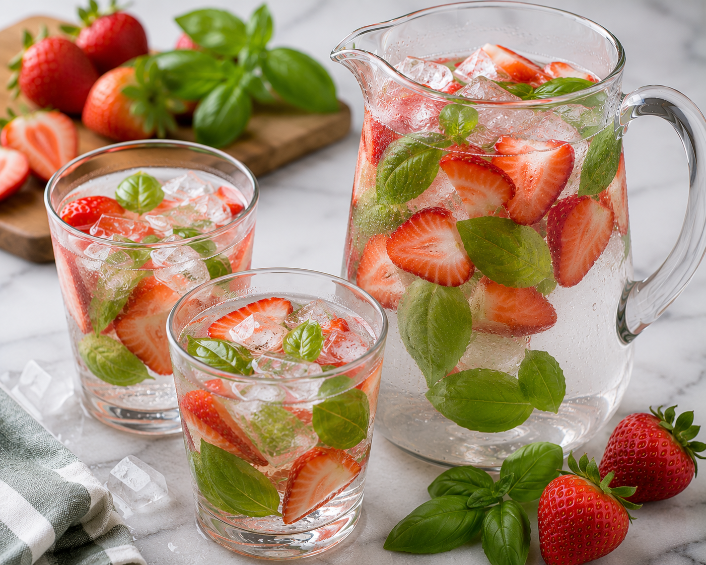 Strawberry and Basil Infused Water